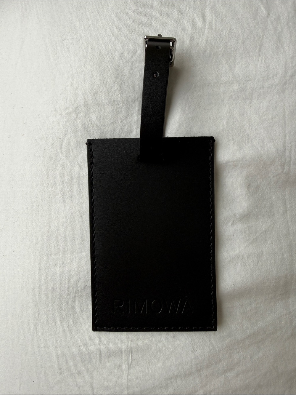 RIMOWA Black Leather Luggage Tag with Silver Buckle